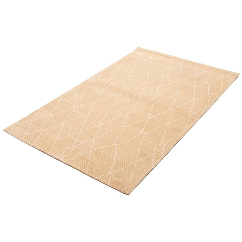 ECARPETGALLERY Hand Tufted Timeless Tan Wool Rug - 5'1 x 8'0