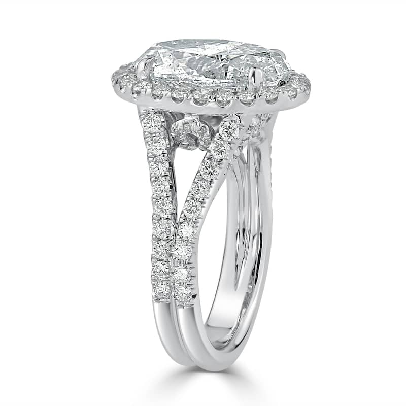 Auriya 14k Gold 2 1/2cttw Split Shank Oval Halo Diamond Engagement Ring (H-I, I1-I2)