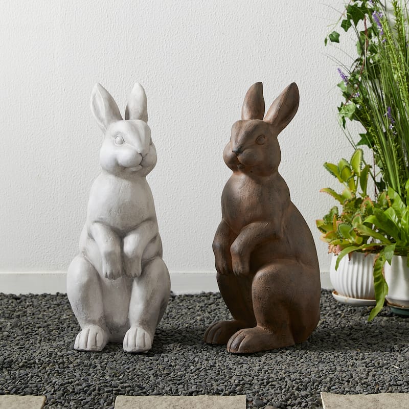 Glitzhome MgO Standing Rabbit Bunny Garden Statue Outdoor Indoor
