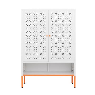 Double-Door Shoe Organizer – 3 Adjustable Shelves, Floating Design With Ventilated Storage, 15cm Elevated Base .