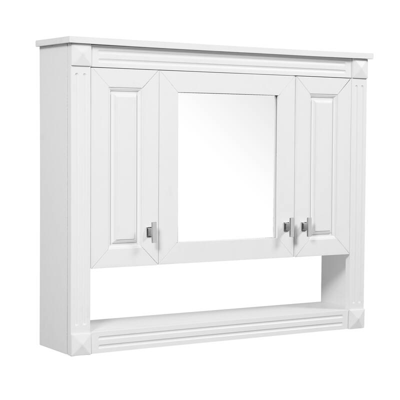 35" Wall Mounted Medicine Cabinet with Mirror & Open Shelf, Over Toilet Storage Cabinet for Bathroom