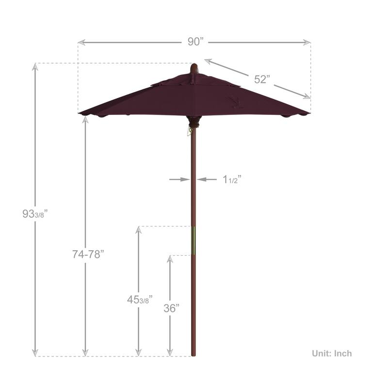 California Umbrella 7.5' Round Marenti Wood Frame Patio Umbrella with Pacifica Fabric, Base Not Included
