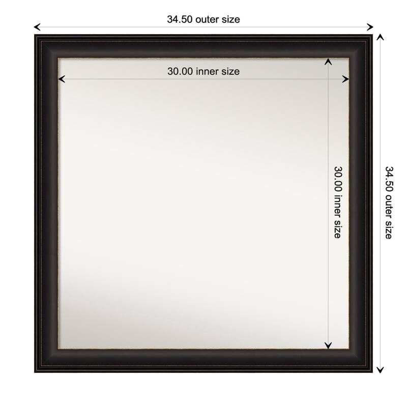 Trio Oil Rubbed Bronze Framed Non-Beveled Custom Wall Mirror, Bathroom Vanity Mirror - Outer Size: 34.5 x 34.5