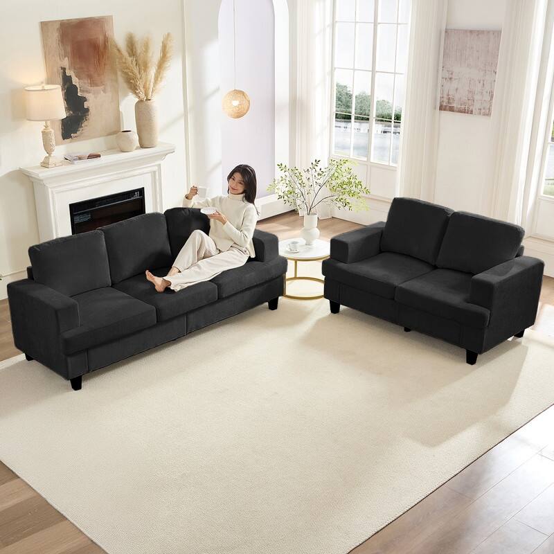 Mixoy Chenille 3 Piece Living Room Sofa Set,3-Seat Sofa/Loveseat/Armchair Sofa Sets,Modular Sectional Couch Furniture Sets