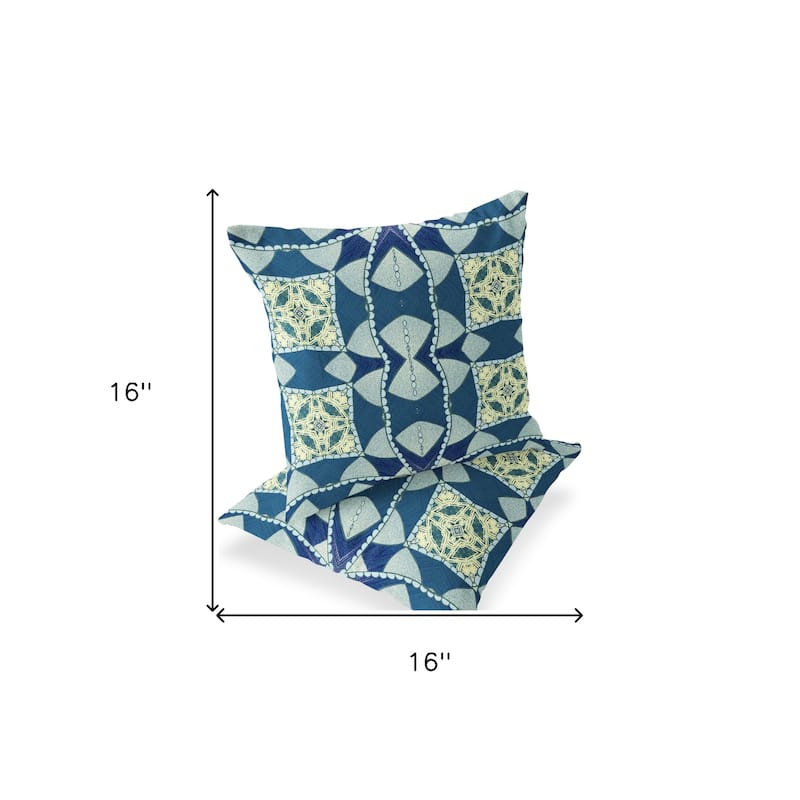HomeRoots Set of Two 16" X 16" Blue and Green Blown Seam Eclectic Indoor Outdoor Throw Pillow - 16.00' X '16.00' X '5.00