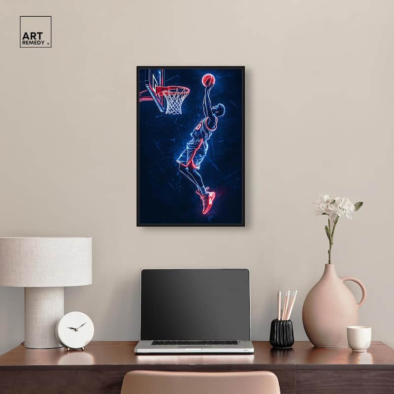 Shoot Some Hoops Neon Canvas by Art Remedy