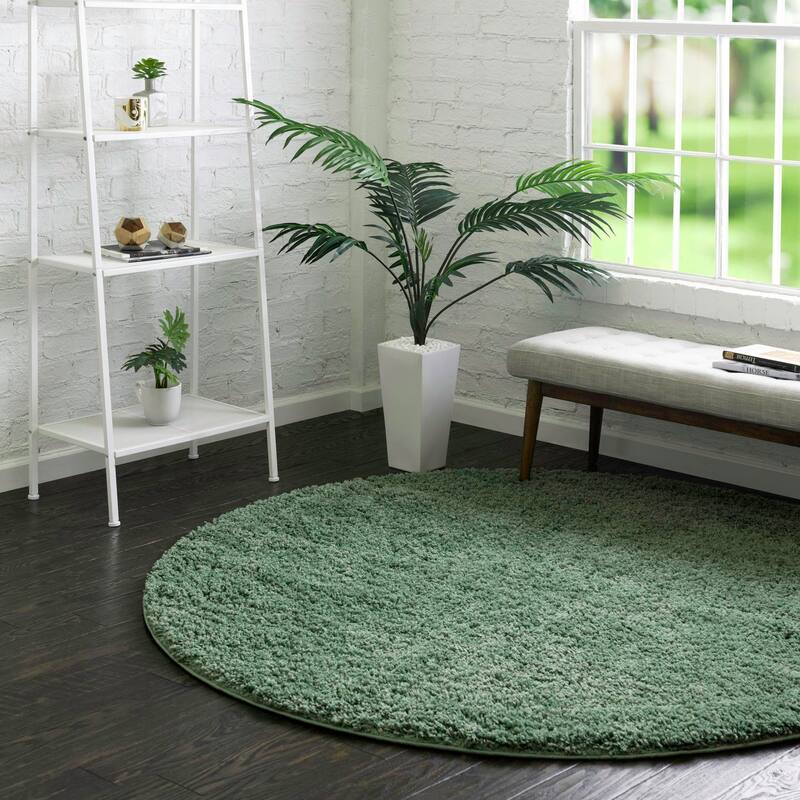 Shag Zester Collection Area Rug - Green - 10'2" Round