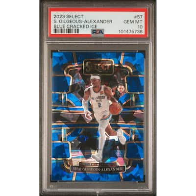 Shai Gilgeous-Alexander 2023 Panini Select Blue Cracked Ice Basketball Card #57 Graded PSA 10 - 8' x 11'