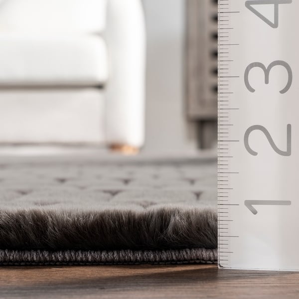 dimension image slide 0 of 6, Nuloom Nia SuperiorWash Tile Faux Rabbit Machine Washable Area Rug