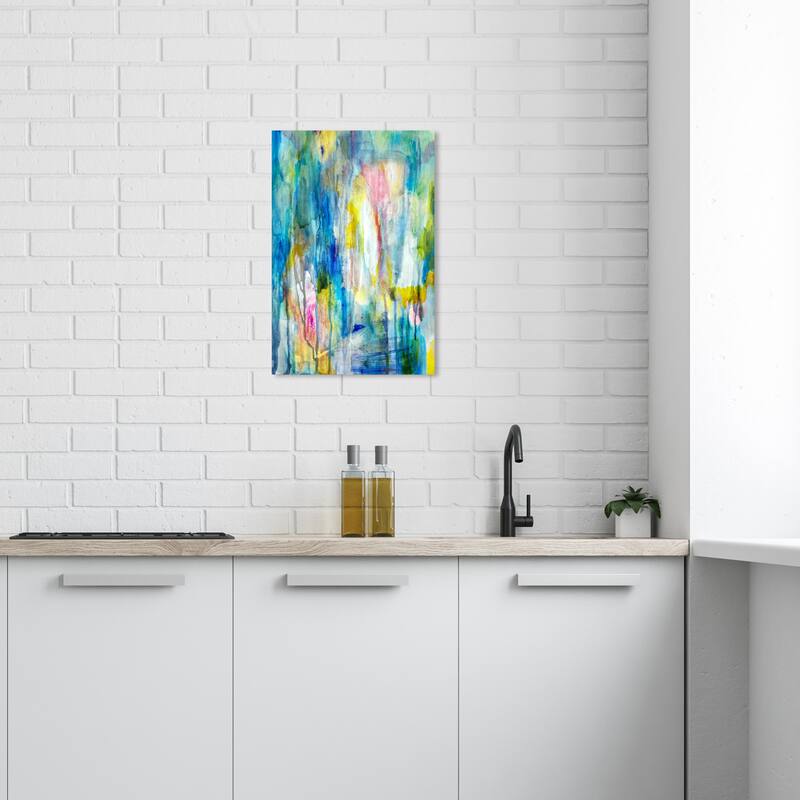 Wynwood Studio Canvas Abstract Rain and Fireworks Blue and Modern & Contemporary Wall Art Canvas Print - 24 x 16