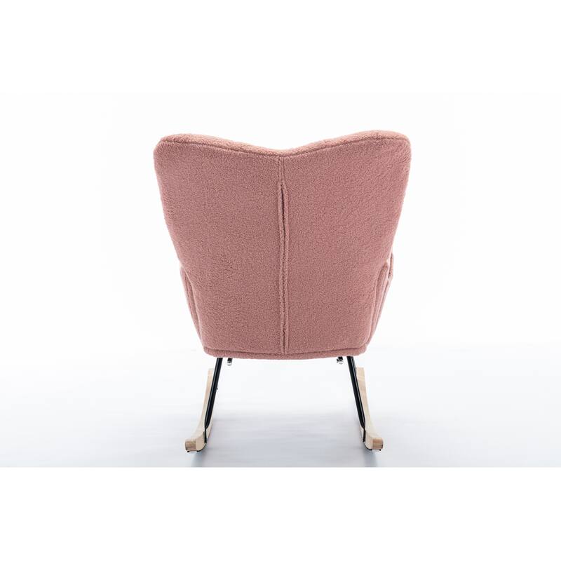 Teddy Fabric Rocking Chair with Adjustable Footrest and 300lb Capacity