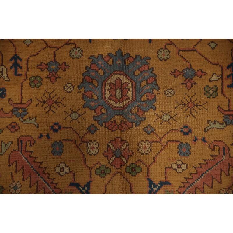 Hand Knotted Oriental 100% Wool Carpet Transitional Floral Oranges & Rust Oushak Area Rug - 8' 0'' X 6' 7''