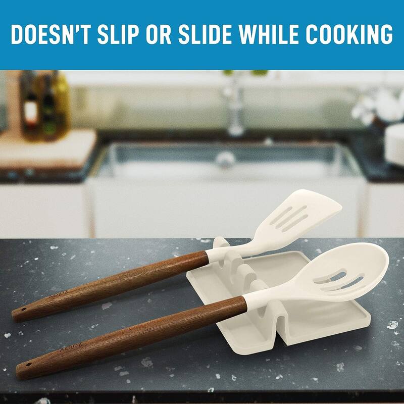 Zulay Kitchen Silicone Utensil Rest with Drip Pad