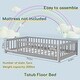 preview thumbnail 28 of 32, Twin Size Floor Bed for Kids with Safety Guardrails and Door and Slats