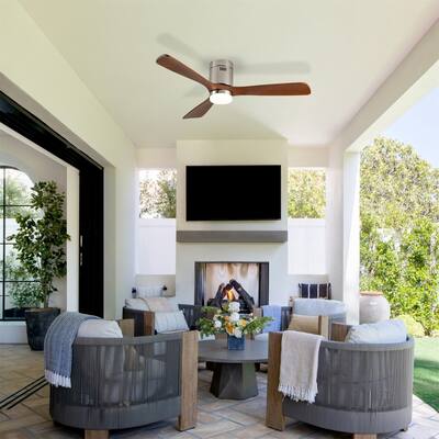52" Ceiling Fan with Light and Remote Control, 6-speed Reversible DC Motor