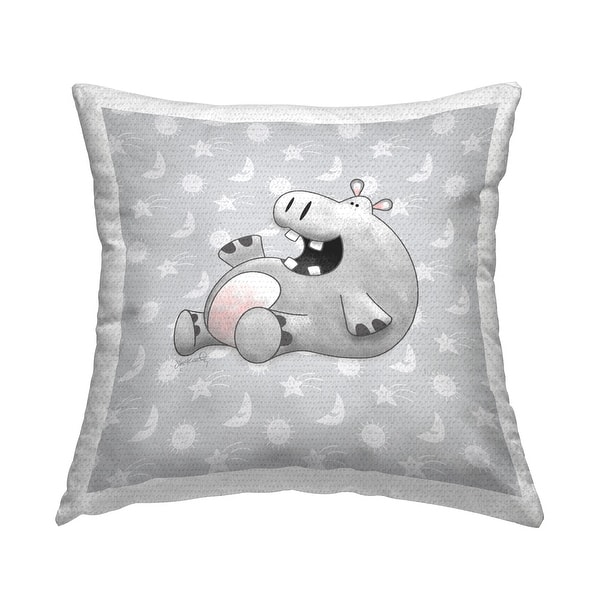 slide 2 of 7, Stupell Happy Hippo Nursery Printed Outdoor Throw Pillow Design by Jeff McKinley rep. Levison Designs