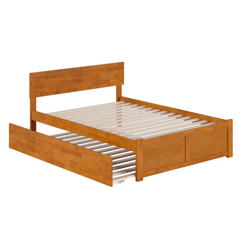 Orlando Full Platform Bed with Footboard and Full Trundle Bed