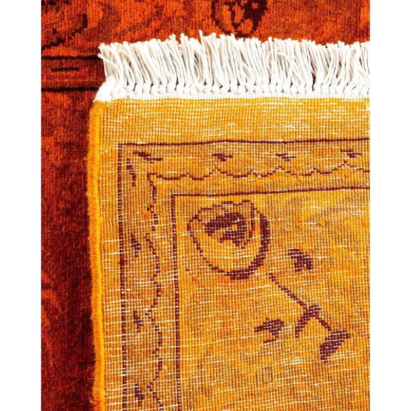 Overton Hand Knotted Wool Vintage Inspired Modern Contemporary Overdyed Gold Runner Rug - 2' 7" x 21' 4"