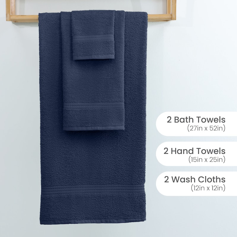 Superior Miami 100% Cotton 6-Piece Towel Set - Lightweight & Quick Drying