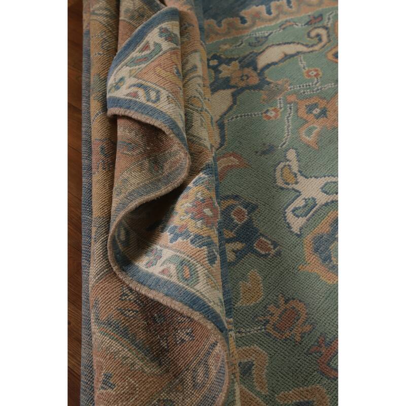 Hand Knotted Oriental 100% Wool Carpet Transitional Medallion Navy Blue & Blues Oushak Area Rug - 10' 1'' X 8' 3''