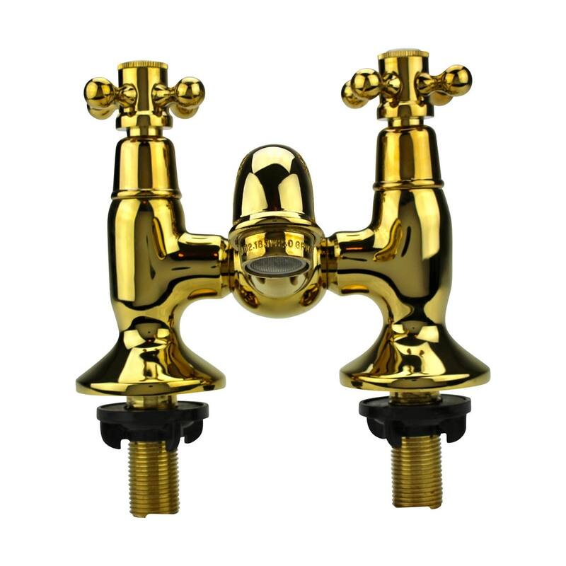 Tub Faucet Solid Brass Bridge 2 Cross Handle 4" Centerset Renovators Supply - Brown