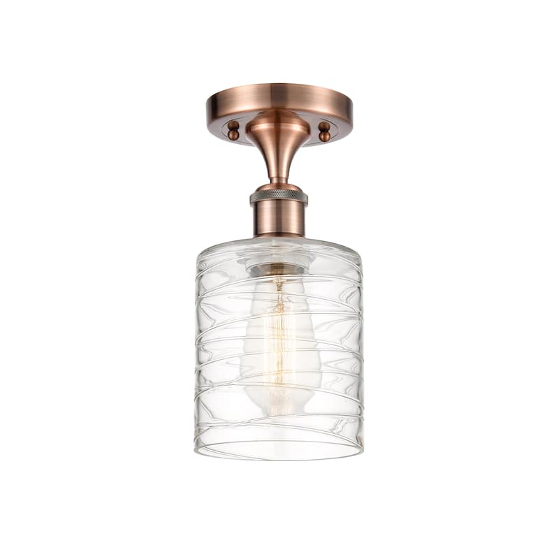 Innovations Lighting Ballston Cobbleskill - 1 Light 5" Semi-Flush Mount - Deco Swirl/Antique Copper