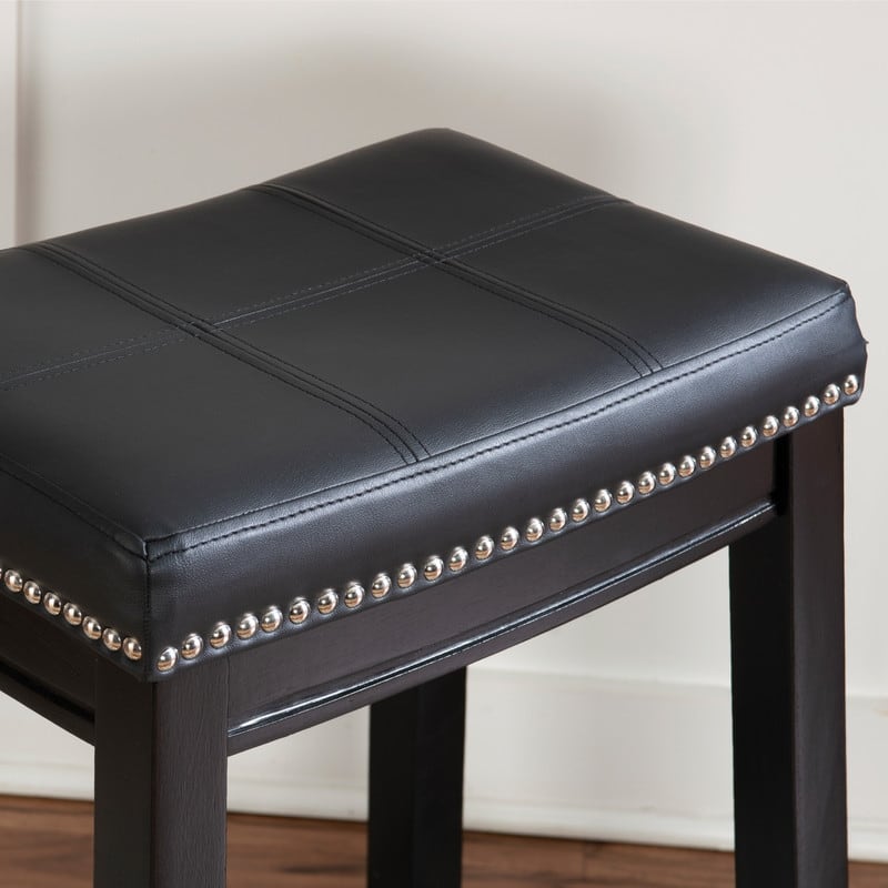 Linon Willamette Black Faux Leather Backless Counter Stool