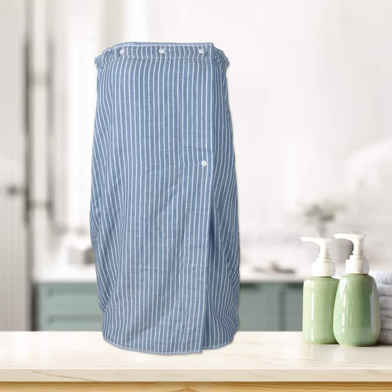 Soft Absorbent Bath Towel Bathroom with Adjustable Button 27.8" Length - Blue