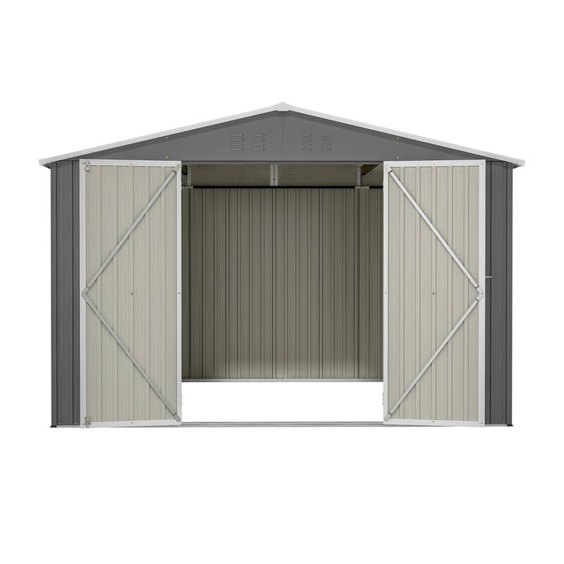 Large Outdoor Metal Storage Shed Garden Shed Tool Shed with Lockable Double Doors & Weather-Resistant, Air Vents