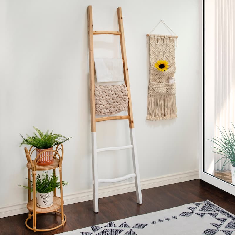 Sagebrook Home Rustic 6ft Tall Blanket Ladder, Decorative Freestanding Ladder For Storage - 19" x 2" x 76"