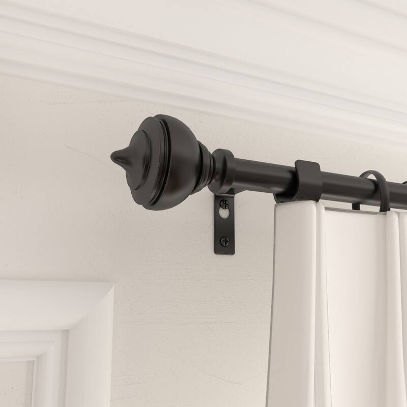 Acroma Black Steel Adjustable Single Elengant Curtain Rod. - 48 to 84 inches.