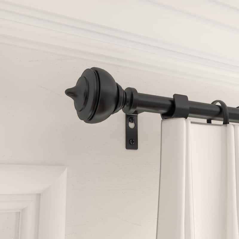 Acroma Black Steel Adjustable Single Elengant Curtain Rod - 48 to 84 inches