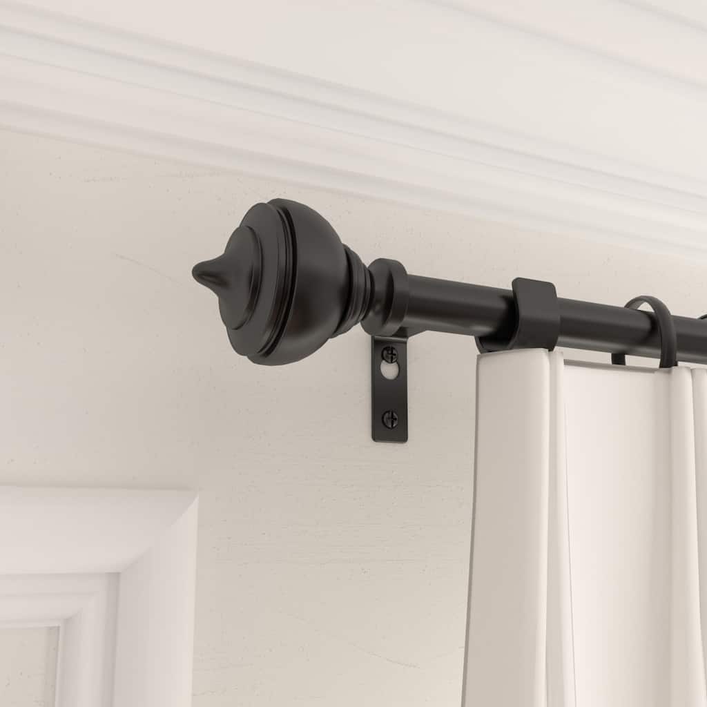 Acroma Black Steel Adjustable Single Elengant Curtain Rod