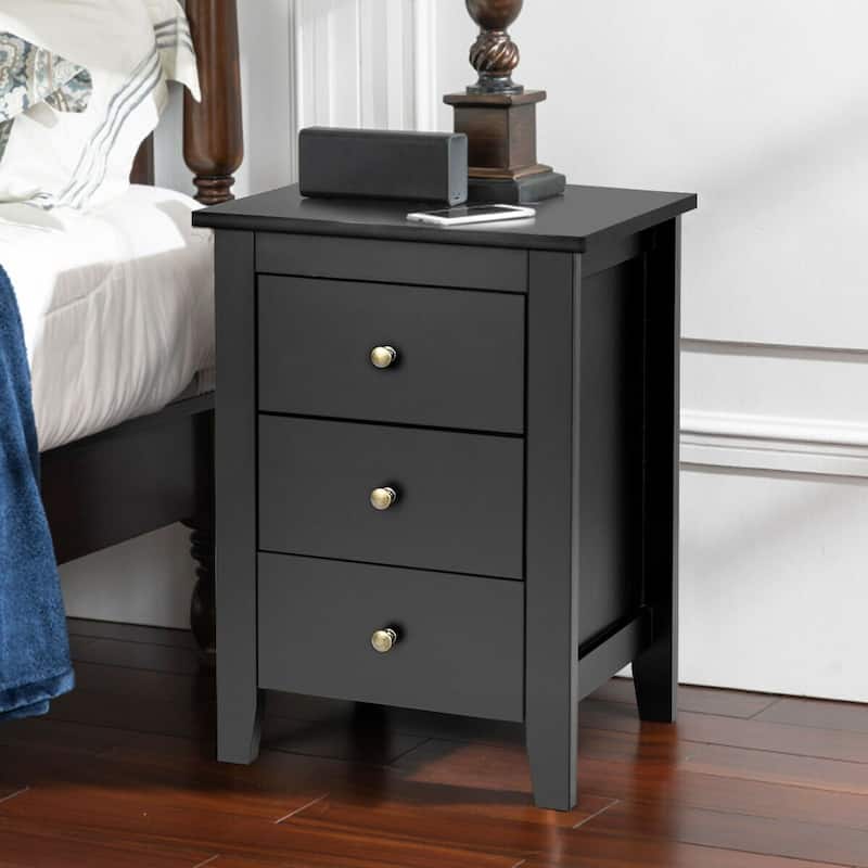 Nightstand End Beside Table Drawers Modern Storage