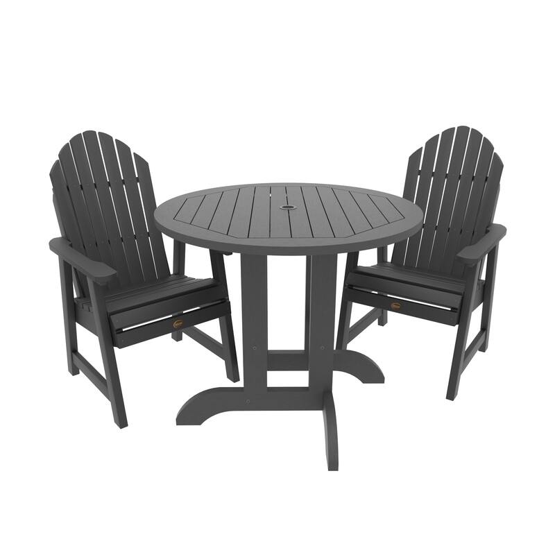 Highwood Commercial 3-Piece Muskoka Adirondack 36" Bistro Dining Set - Black