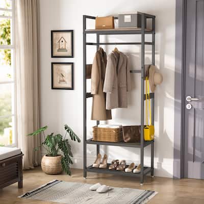 Hall Tree Garments Clothes Rack with Shelf