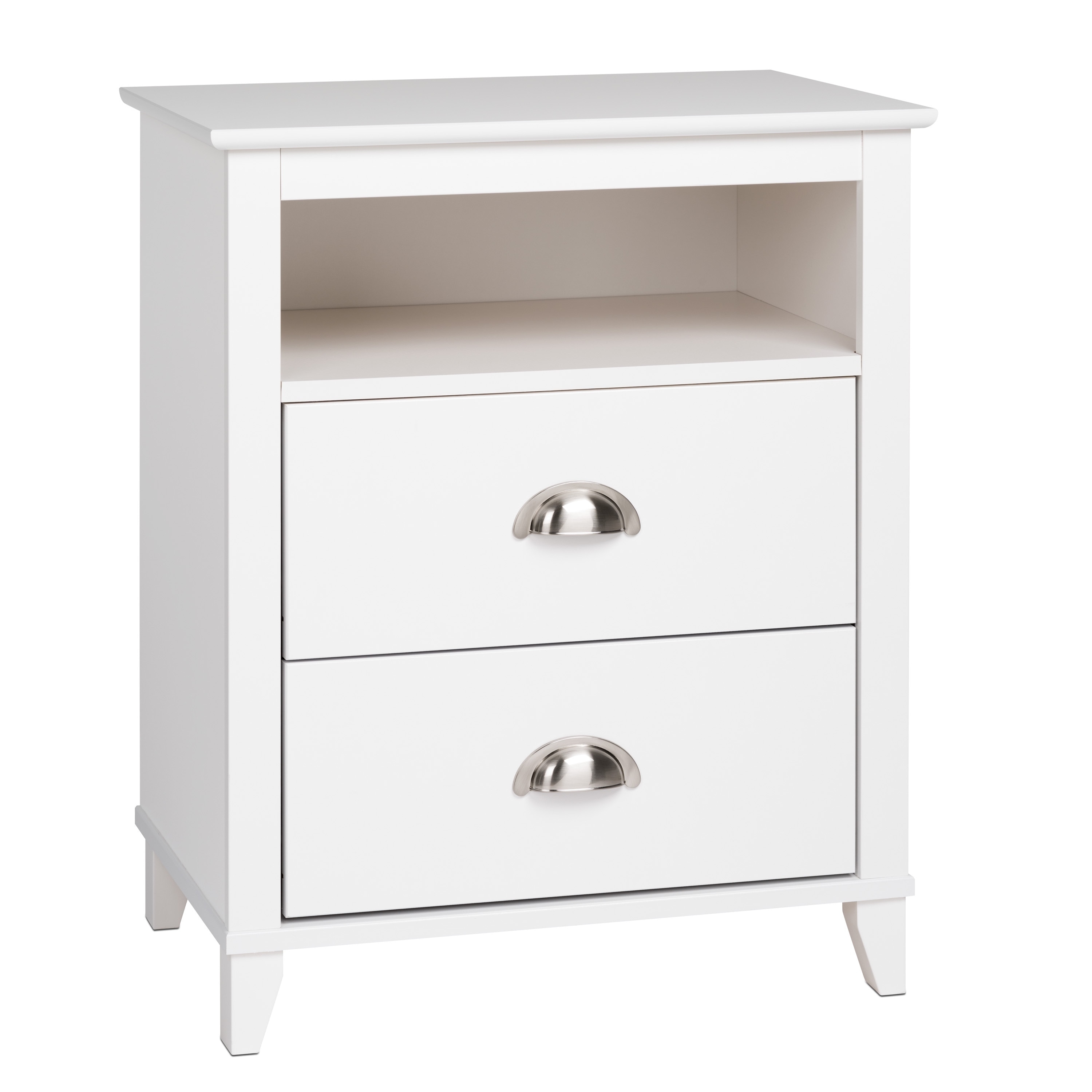 prepac 2 drawer accent table in white