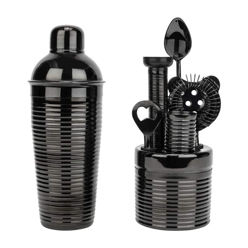 French Home 7-Piece Black Barware Set