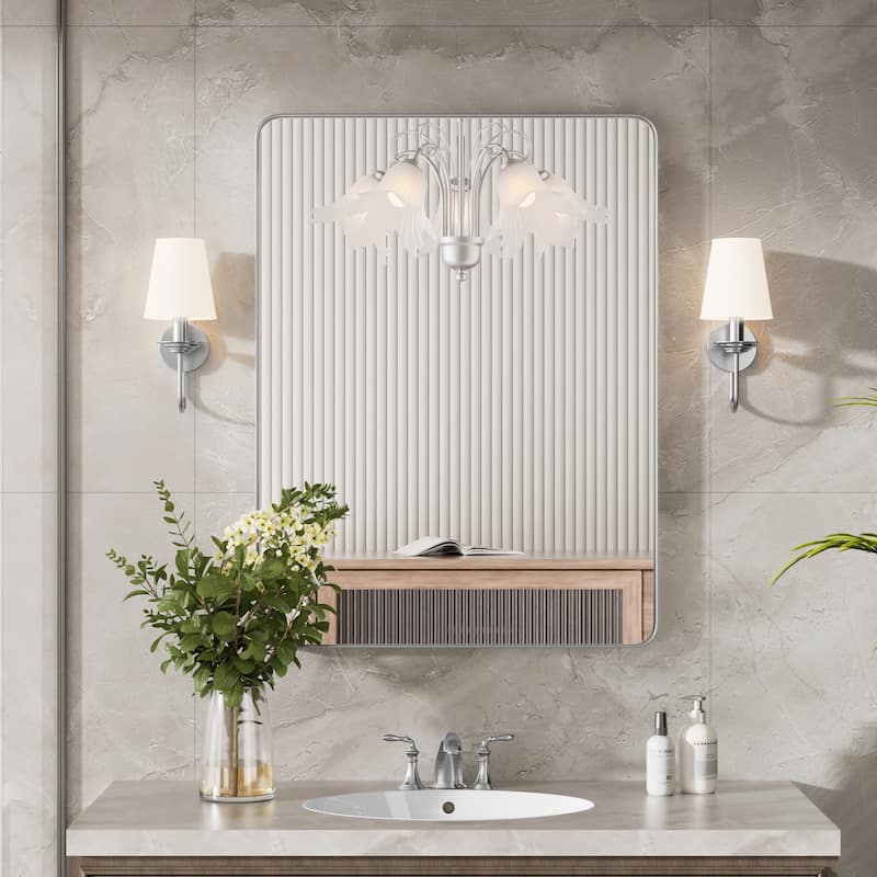 Modern Rounded Rectangle Metal Frame Wall Mirror for Bathroom Vanity (1 Piece)
