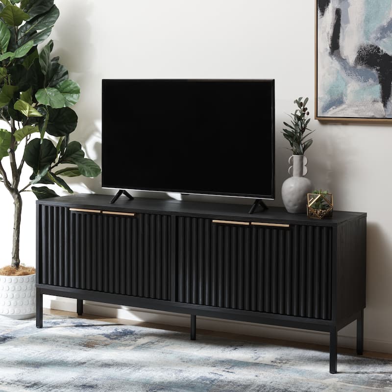SAFAVIEH Lylia 4-Door Entertainment Media Stand (Fits up to 65" Flatscreen TV) - 60.8 in. x 17.7 in. x 24.6 in.