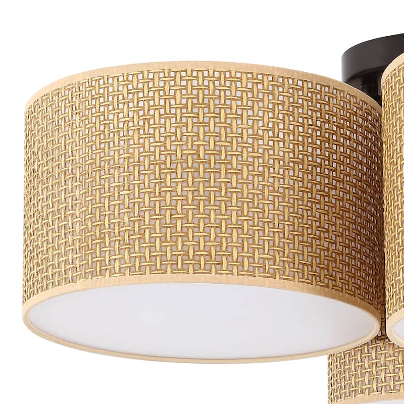 GetLedel Hand Woven Drum Flush Mount Ceiling Light