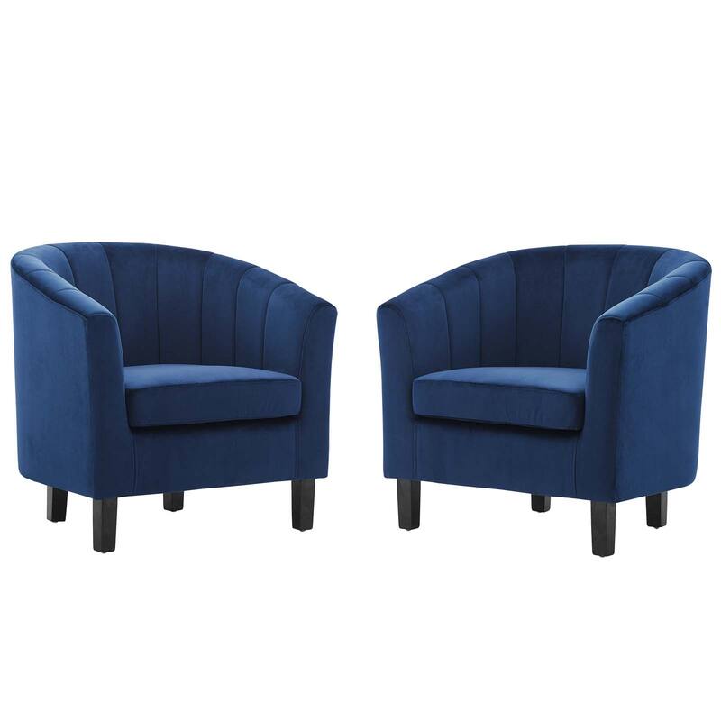 Silver Orchid Streitmann Channel Tufted Velvet Armchair (Set of 2)