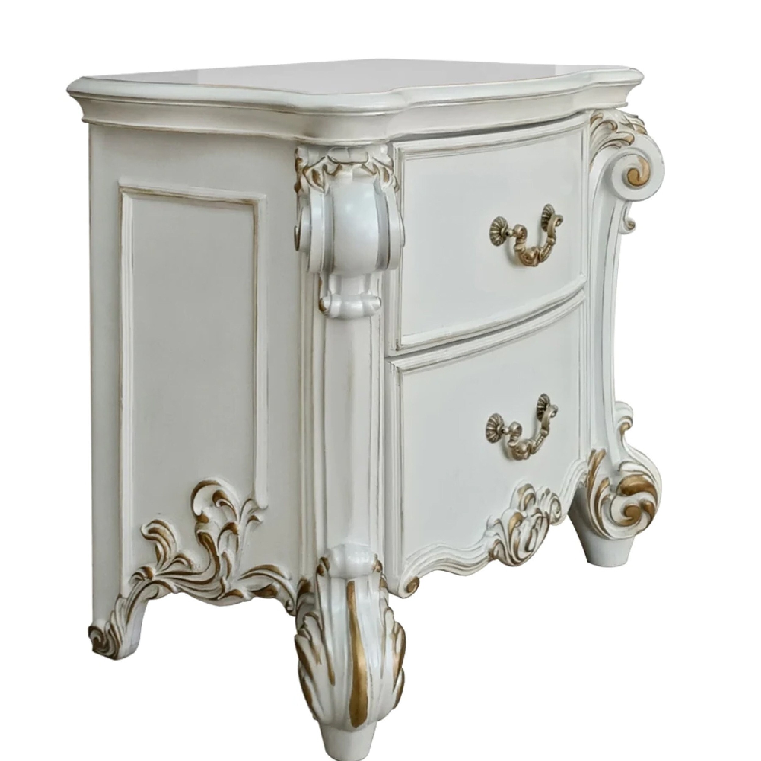 Jess 32 Inch Classic Nightstand 2 Drawers Molded Trim Wood