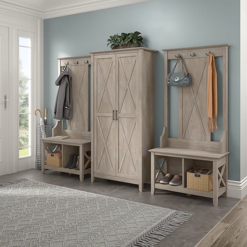 Key West Tall Storage Cabinet with Doors and Shelves by Bush Furniture