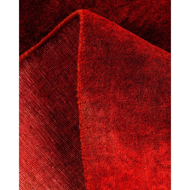 Overton Hand Knotted Wool Vintage Inspired Modern Contemporary Overdyed Red Runner Rug - 2' 8" x 8' 1"