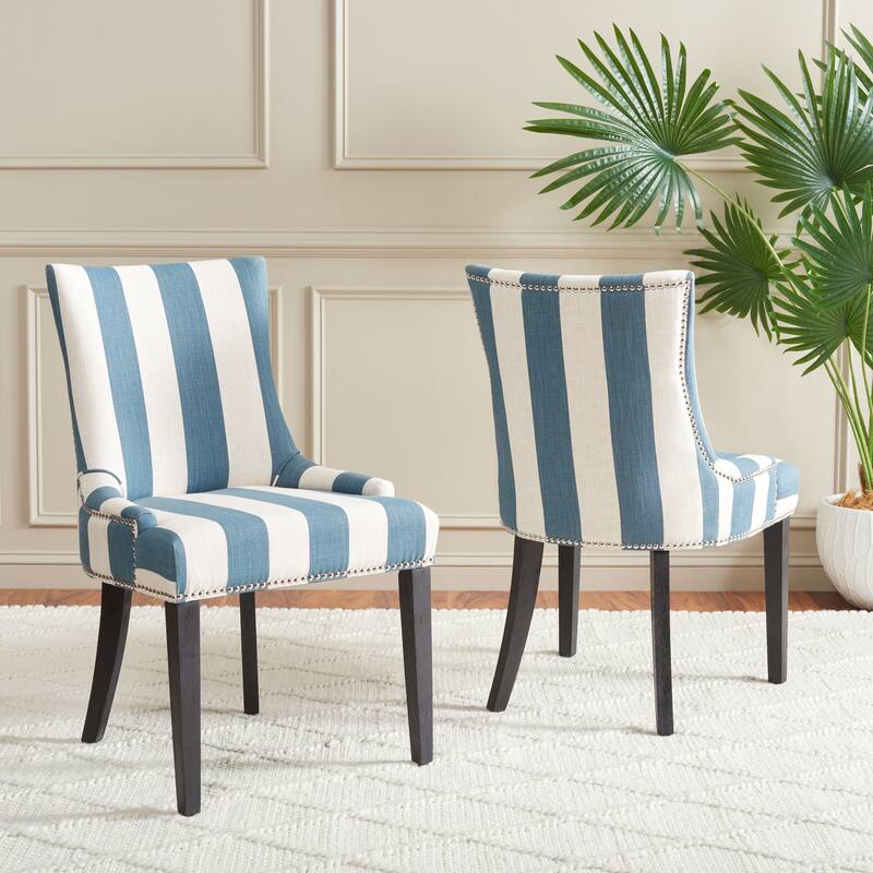 SAFAVIEH Lester Dining Chair (Set of 2) - 24"W x 25"D x 39"H - Blue/White - Single
