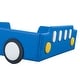 preview thumbnail 40 of 39, Race Car-shaped Frame Upholstered Bed with Wheels, Twin Size Grounded Slat Support Children Floor Bed for Toddler Platform Bed