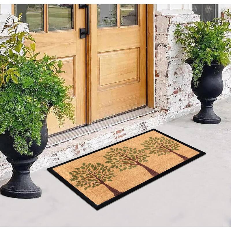 A1HC Designer Hand Crafted Rubber Coir Molded Double Single Door Mat 24x48 Inch