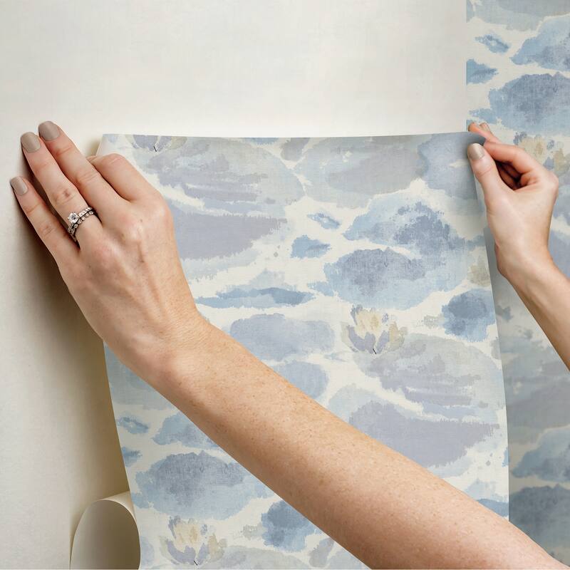 NuWallpaper Water Lily Blue Peel and Stick Wallpaper