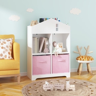 2-Tier Storage Display Organizer with 2 Collapsible Fabric Drawers